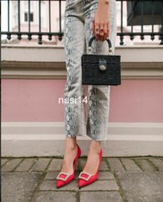 LAST ZARA JEANS ZW PREMIUM CROPPED SNAKE PRINT PANTS 9632/249