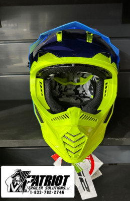 LS2 Gate Launch Full Face MX Motorcycle Helmet Blue HiViz - Youth Large