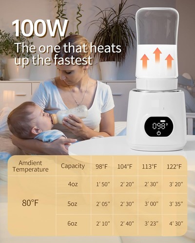 Portable Bottle Warmer, Quick Heat Bottle Warmer with 4 Adaptersula, Pearl White - Picture 7 of 8