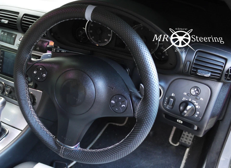 PARA MAZDA 3 MK1 2003-2009 CUBIERTA VOLANTE CUERO PERFORADO + CORREA GRIS Foto 2 de 4