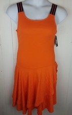 Ralph Lauren Dress Size S Orange sleeveless navy blue strap womens tiered