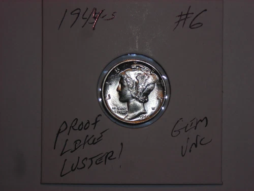 1944 S Mercury Silver Dime 10c GEM UNC BU Full Band Nice Silver Luster US Lot #6