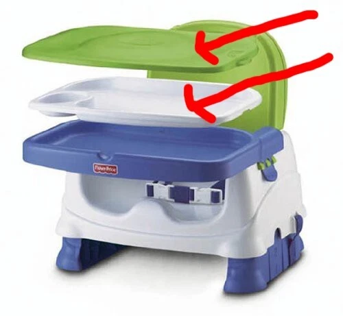 Fisher-Price baby feeding tray with snap-on lid. White tray with green lid - Image 2 of 4