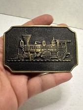 Vtg Train Locomotive BTS Solid Brass Belt Buckle Made in USA