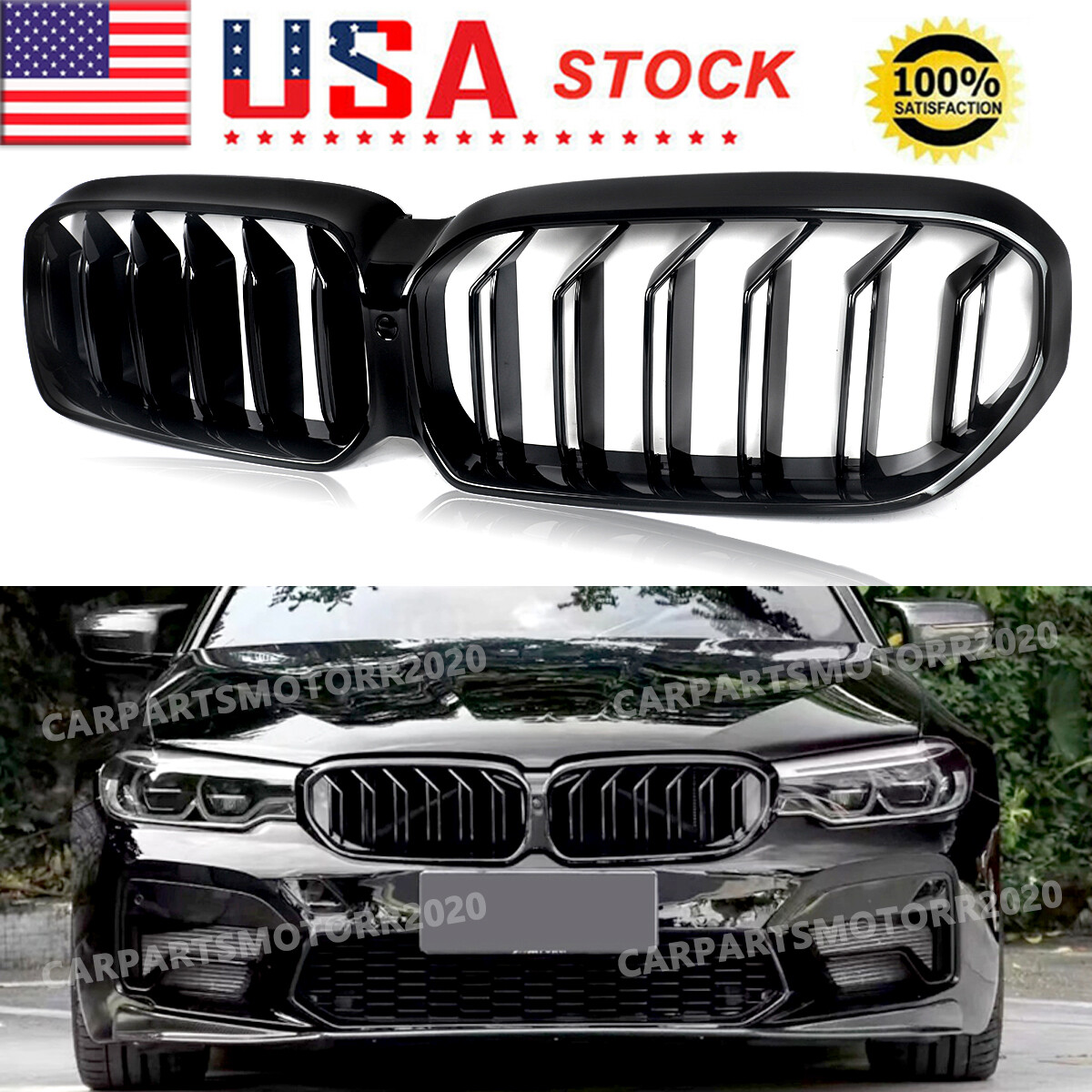 For BMW G30 G31 530i 540i F90 M5 2021-23 Gloss Black Dual Line