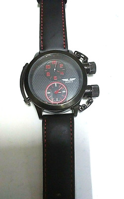 Watch Deporte 9830 SS Case Dual Time Chronograph Red Accent Free Shipping!