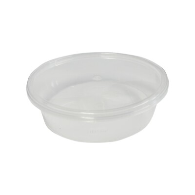 8 Unzen Kunststoff Lebensmittel Behälter & Deckel Wiederverwendbar Rund Feinkost Töpfe Sauce Dip 240 ml