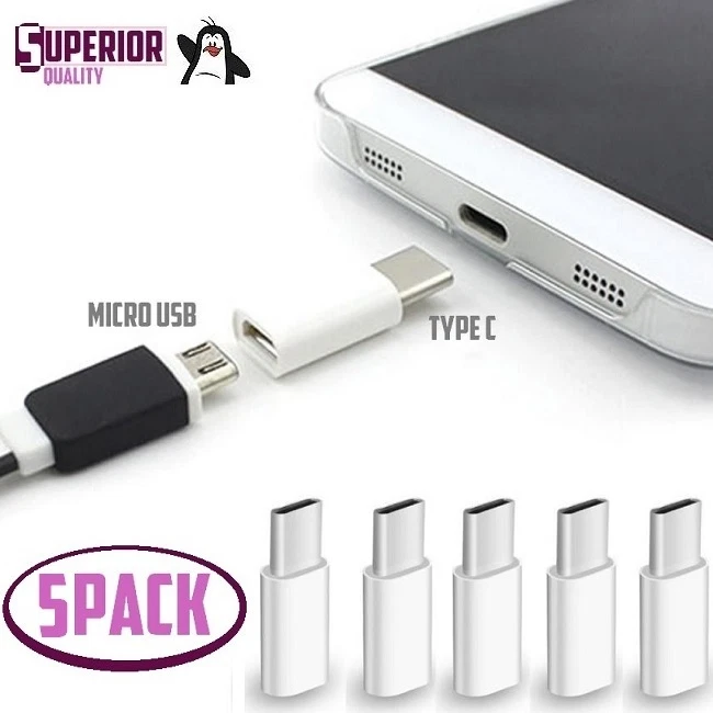 5x Micro USB to Type-C Data Adapter Converter for LG G5 Nexus 5x Galaxy S8 Plus - Image 2 of 2