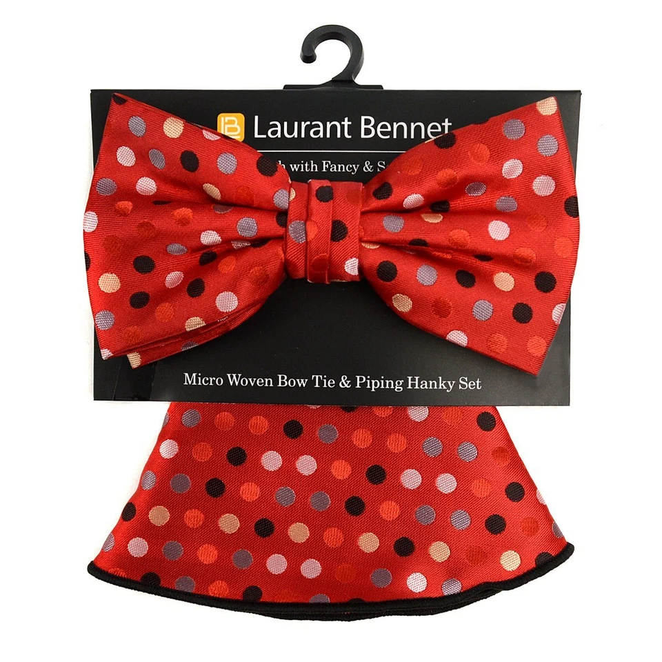 Галстук-бабочка мужской красный в горошек предварительно завязанный галстук-бабочка карман квадратный - Изображение 3 из 4