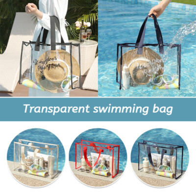 Women PVC Clear Tote Bag Transparent Purse Shoulder Handbag