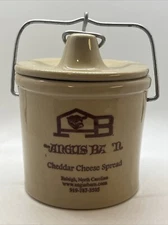 Angus Barn Raleigh NC Crock Blue Cheese Spread Jar Wire Bale Latch Lid Stoneware
