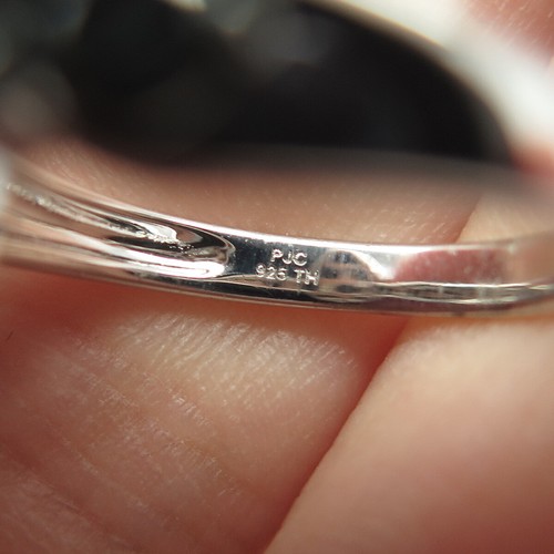 925 Sterling Silver PJC Real Black Diamond Modernist Cocktail Ring Size 7 - Picture 7 of 9
