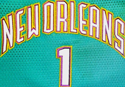 Vtg Reebok BARON DAVIS #1 New Orleans Hornets NBA Jersey (Boy's L