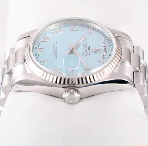 Rolex Mens Day-Date 36mm Presidential 18239 18k White Gold-Ice Blue Roman Dial - Picture 4 of 6