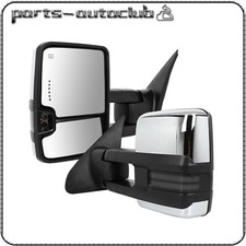 Power Heated Running Signals Light Towing Mirrors Chrome For 07-17 Toyota Tundra