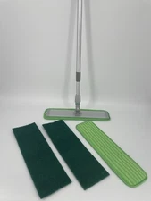 Turbo Microfiber Mop Floor Cleaning System 18” 2 Scrub Pads & 2 Reusable Pads,