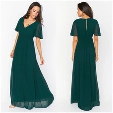 Show Me Your Mumu Size XS Emily Empire Maxi Dress Emerald Green Chiffon NWT