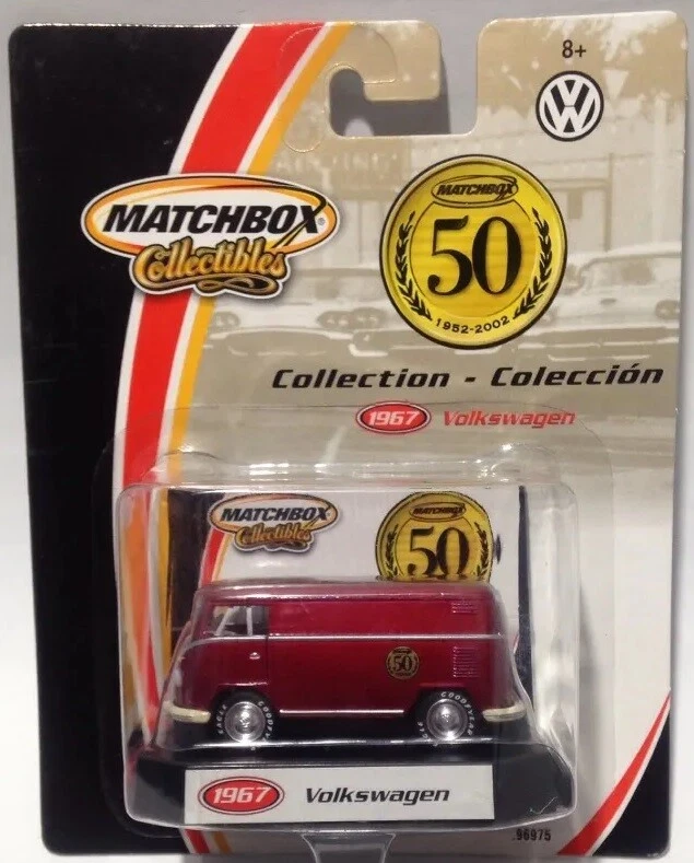 MATCHBOX COLLECTIBLES VW T1 1967 PANNELLO FURGONE 50 ANNI (2001) IMBALLO ORIGINALE/MOC - ROSSO - Immagine 4 di 4