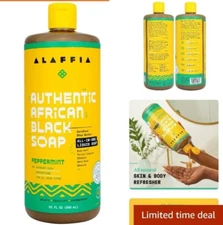 Skin Care, Authentic African Black Soap, All 32 Fl Oz (Pack of 6) Peppermint