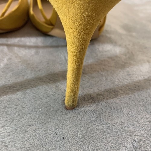 Aldo Yellow Suede Ankle Tie High Heels Size 9 - Picture 8 of 11