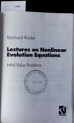 Lectures on nonlinear evolution equations. Initial value problem. Racke, Reinhar