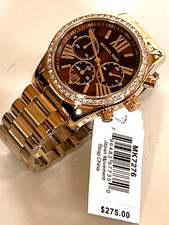 Michael Kors MK7276 Lexington Lux Brown Dial Gold-Tone Watch BNWT Gift Box $275