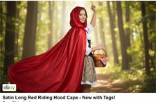 Satin Hooded Long Cape Adult Red Riding Hood Fairy Tale Costume Accessory