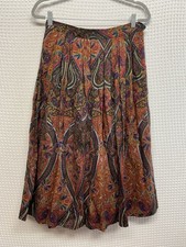 VTG Lands End 100 Wool Pleated Paisley Midi Skirt Size 16 Fits Small 28  Waist