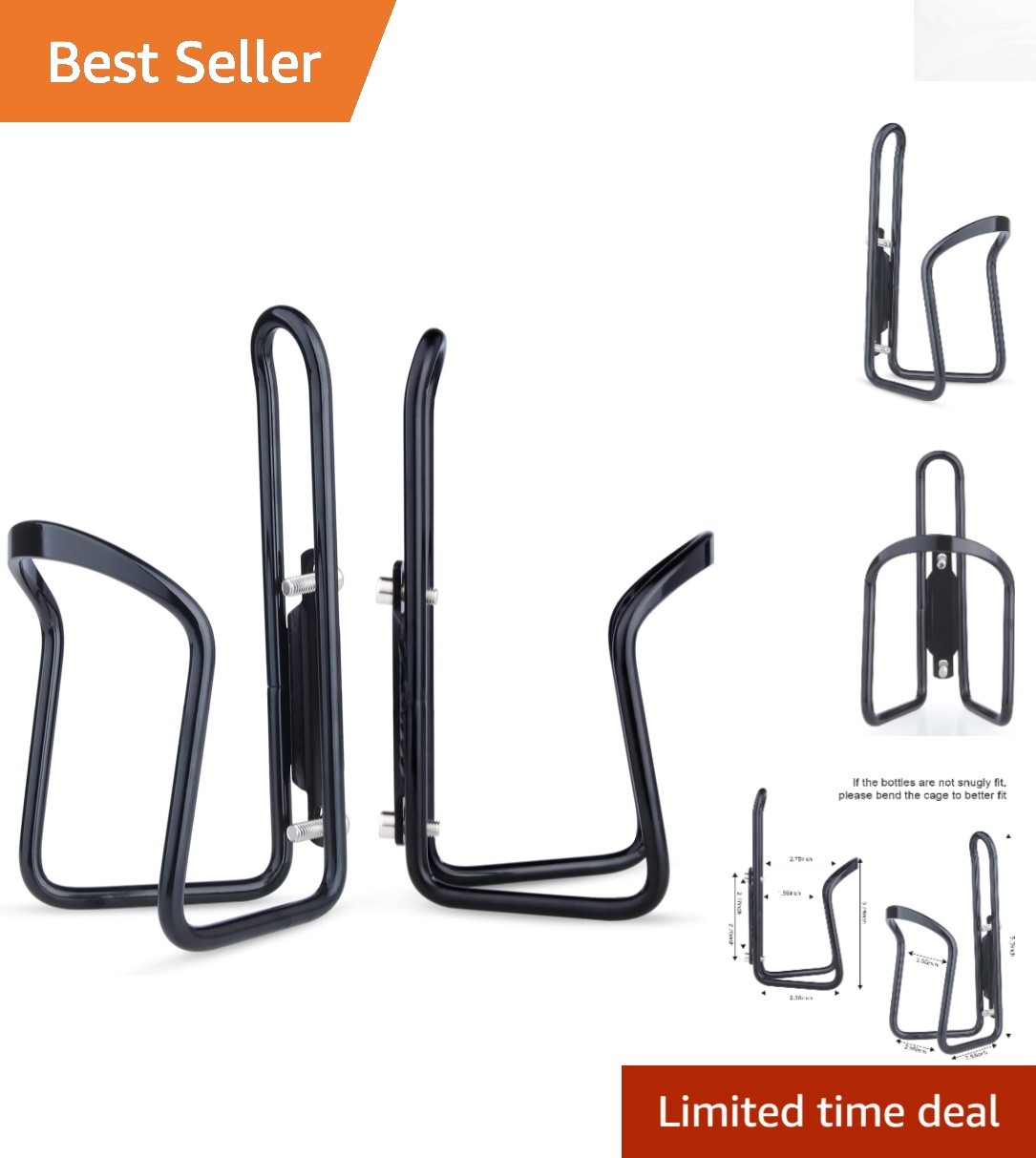 Versatile Dual Water Bottle Cage for Cycling - Strong and Ea