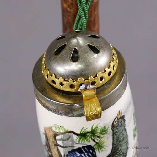 Vintage Black Forest Porcellaine Tobacco Pipe with Capercaillie - 第 5/7 張圖片