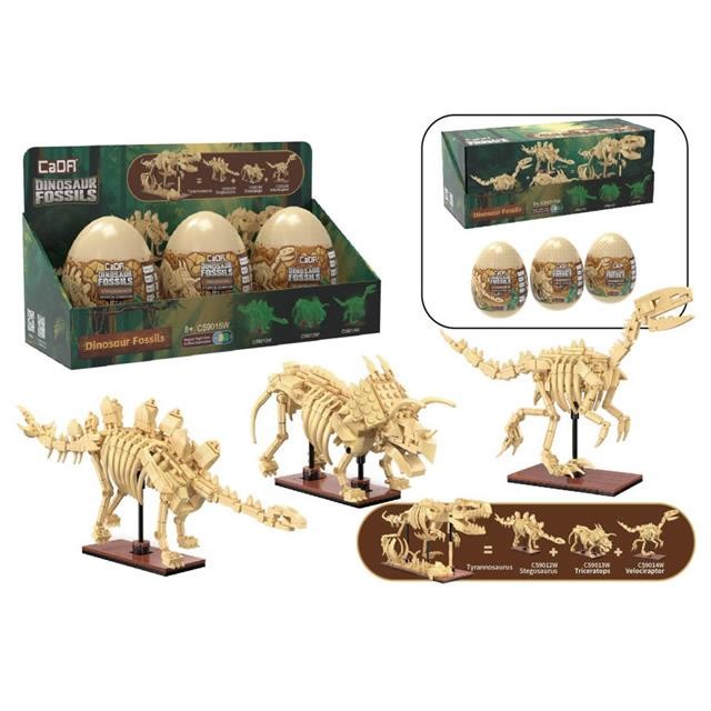 CaDA Tray 3 Dinosaur Eggs Stegosaurus Triceratops Velociraptor 825 Pcs C59015W