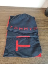 Tommy Hilfiger Beanie Hat Scarf Set w/ Iconic Logo, Red, Navy Blue SHIPS FREE
