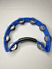 RhythmTech Solo Tambourine - Double Row Nickel Jingles - Half Moon Blue