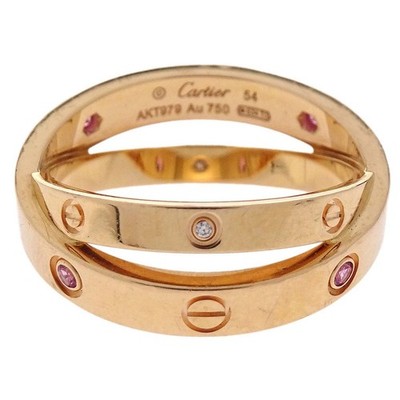 Cartier Be Love Ring Au750 Pink Sapphire Diamond #54 AKT979 166960