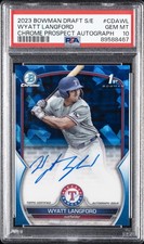 2023 BOWMAN DRAFT SAPPHIRE ED CHROME PROSPECT AUTO WYATT LANGFORD 24/199 PSA 10