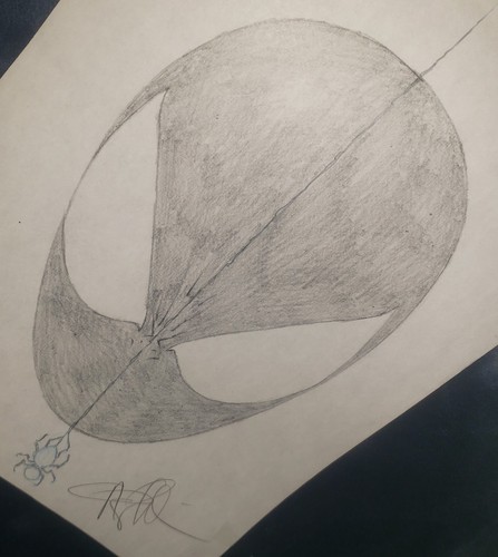 Angel Medina Marvel Spiderman & Spider Headshot Sketch Drawing Pencil Art Signed - Picture 5 of 5