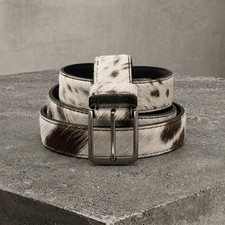 Handmade Hair-On Cowhide Leather Belt, Genuin...