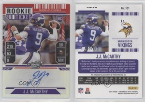 2024 Contenders Optic Ticket RPS Red Prizm /175 JJ McCarthy #101 Rookie Auto RC