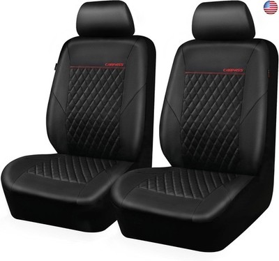 CAR PASS Quilting Leather Seat Cover Two Front Seats Only, Universal Fit