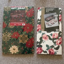 2 Lot Vintage Christmas Jumbo Gift Wrap Center Underbed Storage Cardboard Box