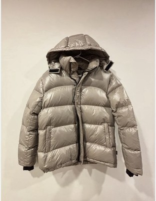 Aritzia The Super Puff Puffer High Gloss Coat Hooded Color Taupe Modern Size L