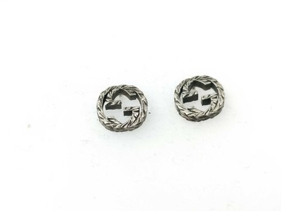 Gucci Interlocking G Silver Stud Earrings 1313 AR w/Box & Pouch No