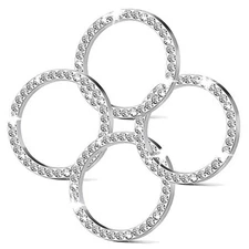 Rhinestone Ring for Car Decor, Car Volume and Tune Knobs Ring 4Pcs Crystal