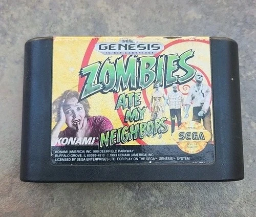 Zombies Ate My Neighbors SEGA GENESIS Game Cartridge Tested + Working Vintage