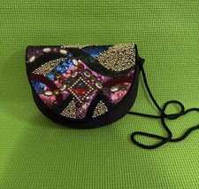 VTG Evening Clutch Black Beaded Rhinestones Purse Partners Mervyns