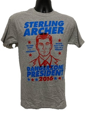 Sterling Archer Danger Zone 2016 President grau Grafik T-Shirt Herren Größe S sehr guter Zustand