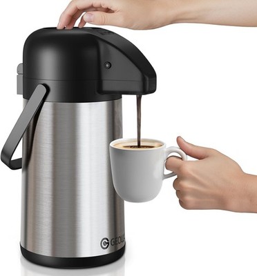 64oz Insulated Coffee Airpot Pump Dispenser Stainless Steel Thermos