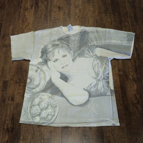 Reba McEntire AOP Shirt Men XLarge Tultex White 1990s vintage concert t-shirt, vintage, single stitch, B+ condition