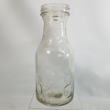 Dover No 80 Glass Oil Bottle Quart Jar Thumbprint DS & Mfg Co No Spout 9" High