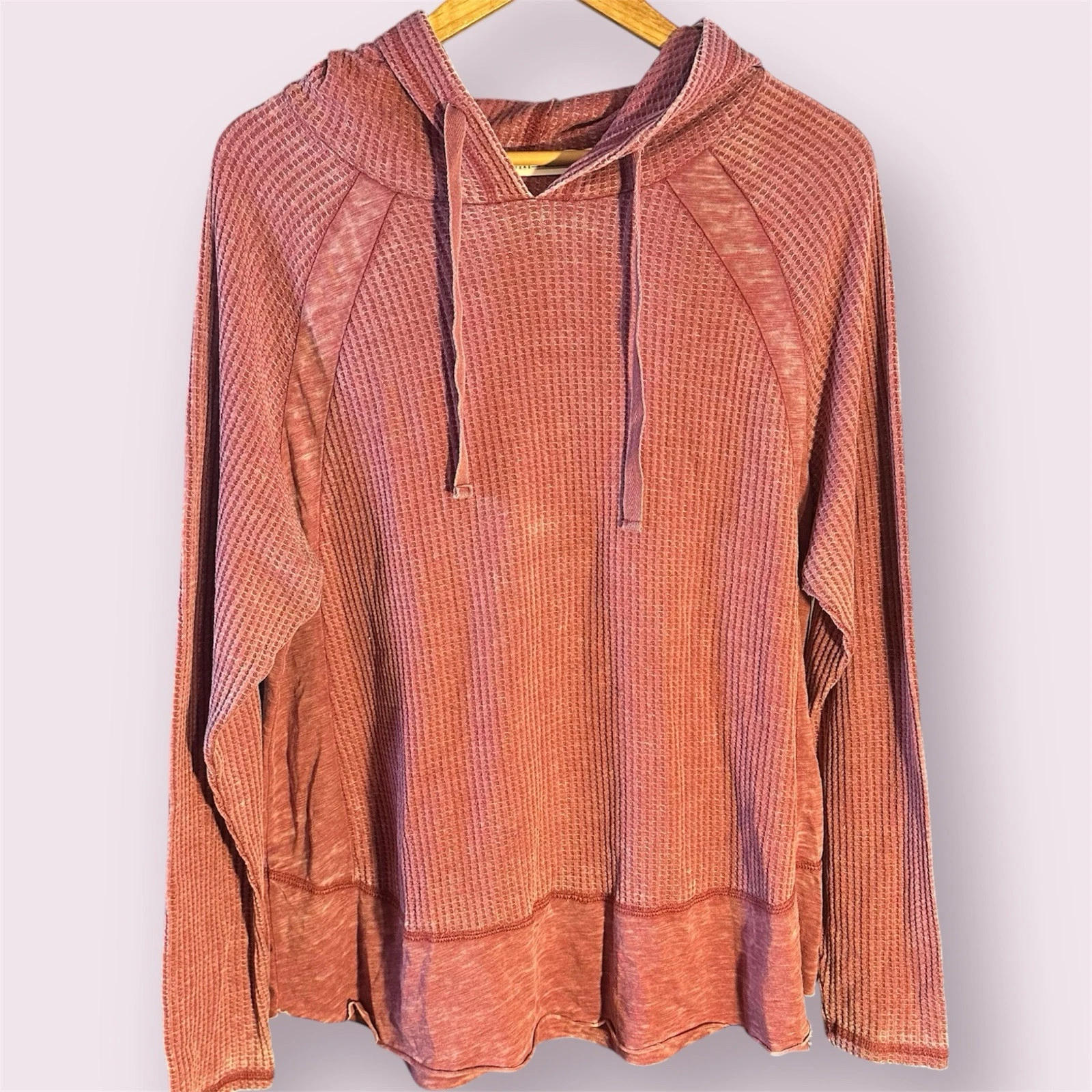 Lincoln Outfitters Distressed Henley Sweater Hoodie Pullover Waffle Knit XL